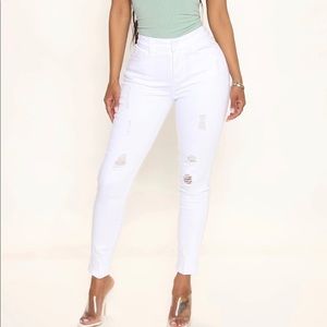 White High Rise Booty Push Up Skinny Jeans